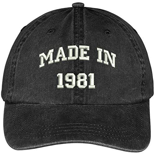Trendy Apparel Shop Made in 1981-38th Birthday Embroidered Pigment Dyed Cotton Baseball Cap