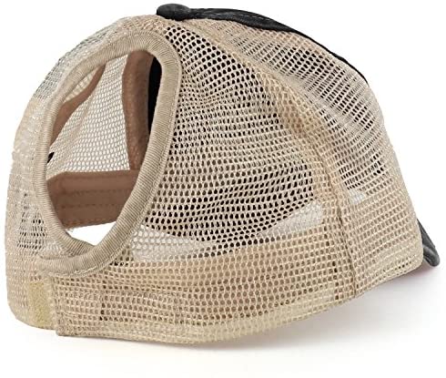 Trendy Apparel Shop Ladies Ponytails Unstructured Distressed Mesh Back Trucker Cap