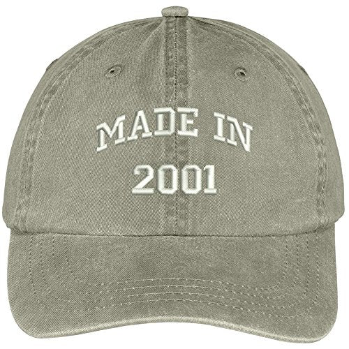 Trendy Apparel Shop Made in 2001-18th Birthday Embroidered Washed Cotton Baseball Cap