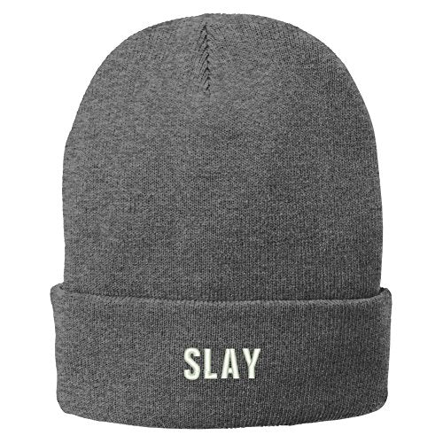 Trendy Apparel Shop Slay Embroidered Winter Knitted Long Beanie