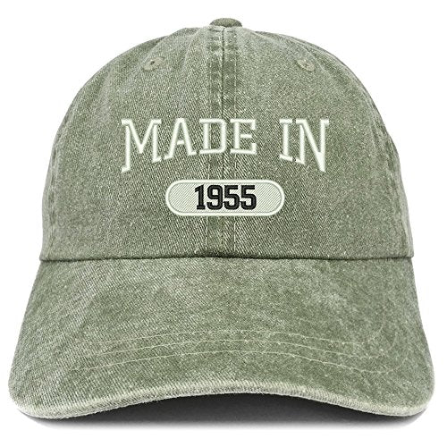 Trendy Apparel Shop Made in 1955 Embroidered 66th Birthday Washed Baseball Cap