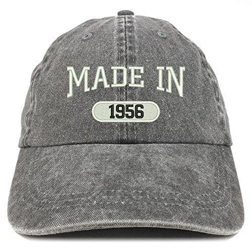 Trendy Apparel Shop Made in 1956 Embroidered 65th Birthday Washed Baseball Cap