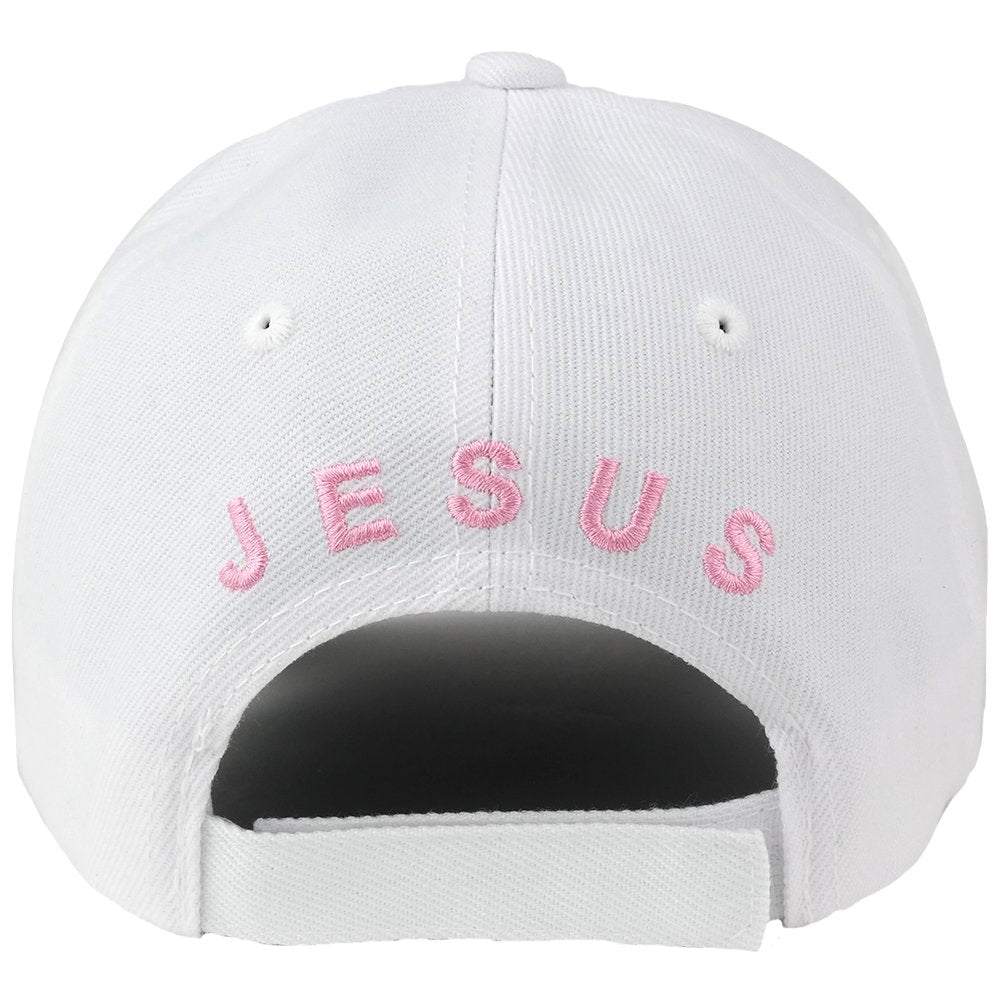 Trendy Apparel Shop Woman of Faith Embroidered Christian Theme Baseball Cap - White