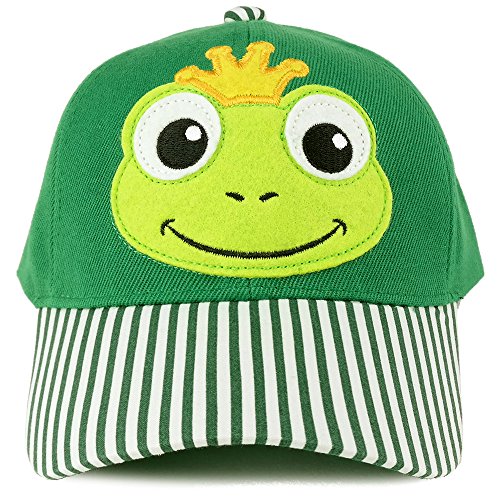 Trendy Apparel Shop Kids Size Animal Design Embroidered Adjustable Baseball Hat With Striped Bill
