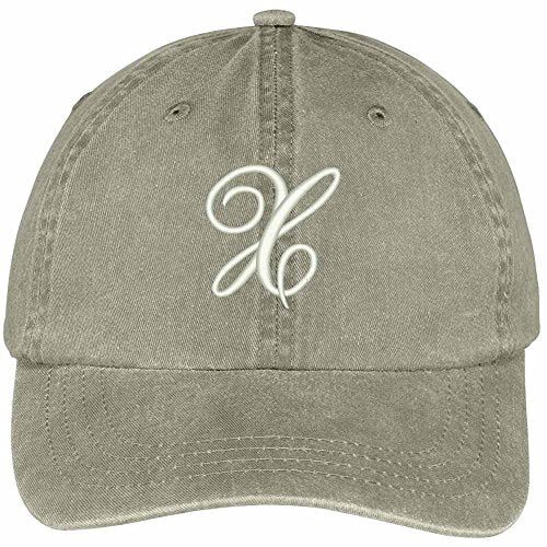 Trendy Apparel Shop Letter X Script Monogram Font Embroidered Washed Cotton Cap