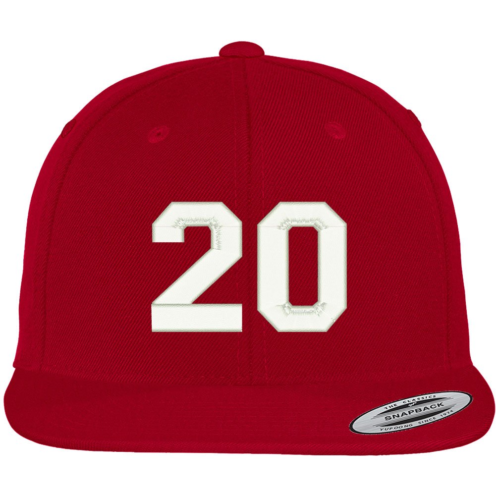 Trendy Apparel Shop Number 20 Collegiate Varsity Font Embroidered Flat Bill Snapback Cap
