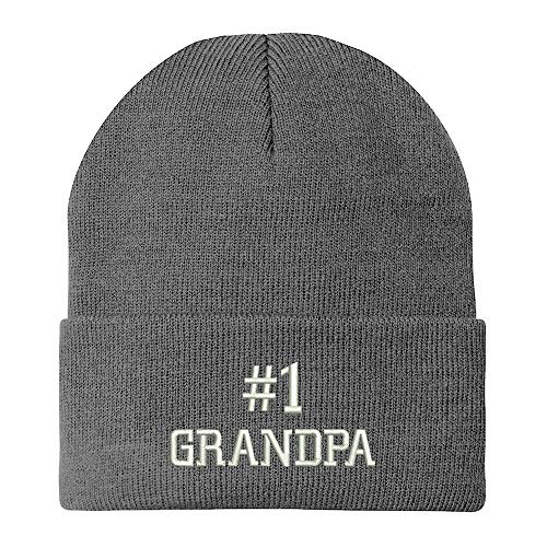 Trendy Apparel Shop Number 1 Grandpa Embroidered Winter Long Cuff Beanie