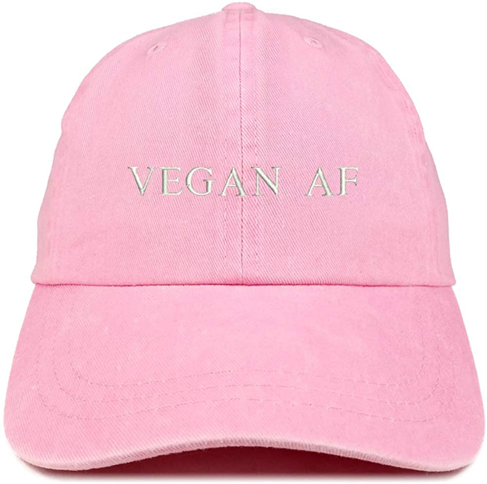 Trendy Apparel Shop Vegan AF Embroidered Pigment Dyed Washed Cotton Cap