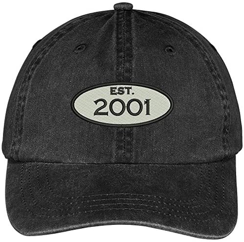 Trendy Apparel Shop Established 2002 Embroidered 18th Birthday Gift Pigment Dyed Washed Cotton Cap