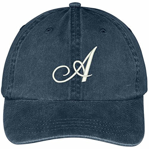 Trendy Apparel Shop Letter A Script Monogram Font Embroidered Washed Cotton Cap