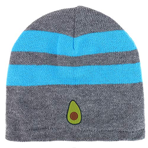 Trendy Apparel Shop Avocado Embroidered Fleece Lined Striped Short Beanie