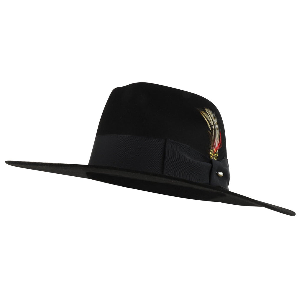 Trendy Apparel Shop Made in USA Wool Hipster Panama Feather Flat Wide