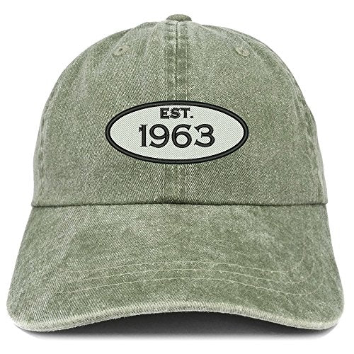 Trendy Apparel Shop Established 1963 Embroidered 58th Birthday Gift Pigment Dyed Washed Cotton Cap