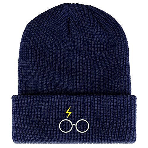 Trendy Apparel Shop Harry Glasses Embroidered Ribbed Cuffed Knit Beanie