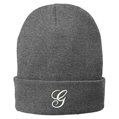 Trendy Apparel Shop Letter G Embroidered Winter Knitted Long Beanie
