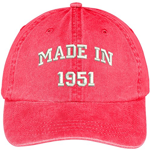 Trendy Apparel Shop Made in 1951-68th Birthday Embroidered Pigment Dyed Cotton Baseball Cap