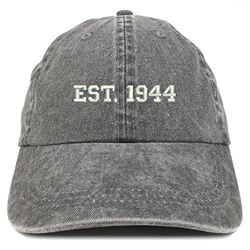 Trendy Apparel Shop EST 1944 Embroidered - 77th Birthday Gift Pigment Dyed Washed Cap