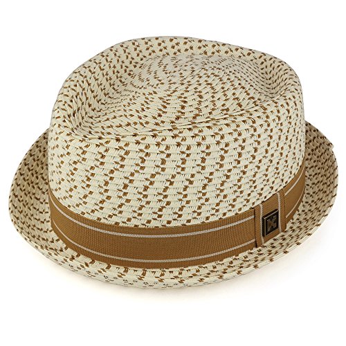 Trendy Apparel Shop Mens Stylish Multicolor Paper Straw Toyo Fedora Hat with Hat Band