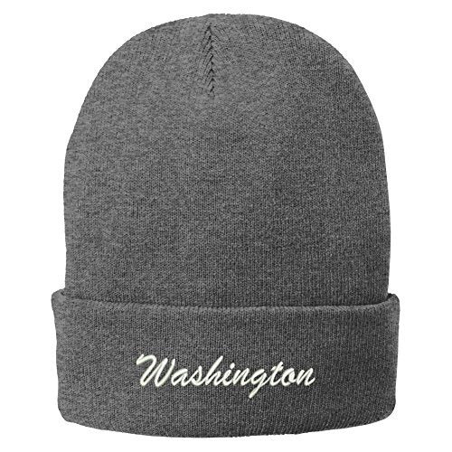 Trendy Apparel Shop Washington Embroidered Winter Folded Long Beanie