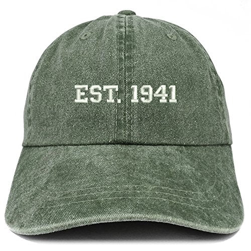 Trendy Apparel Shop EST 1941 Embroidered - 80th Birthday Gift Pigment Dyed Washed Cap