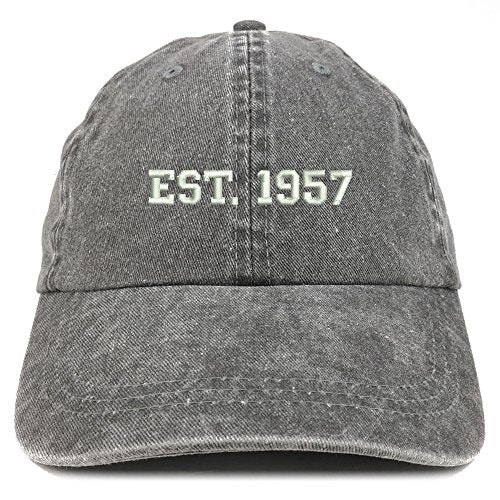 Trendy Apparel Shop EST 1957 Embroidered - 64th Birthday Gift Pigment Dyed Washed Cap