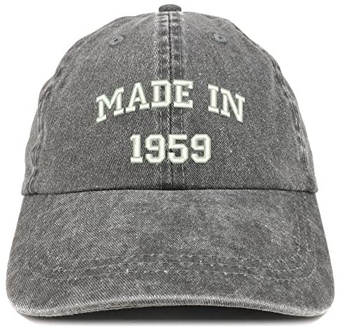 Trendy Apparel Shop Made in 1959 Text Embroidered 62nd Birthday Washed Cap