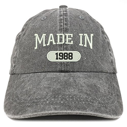 Trendy Apparel Shop Made in 1988 Embroidered 33rd Birthday Washed Baseball Cap