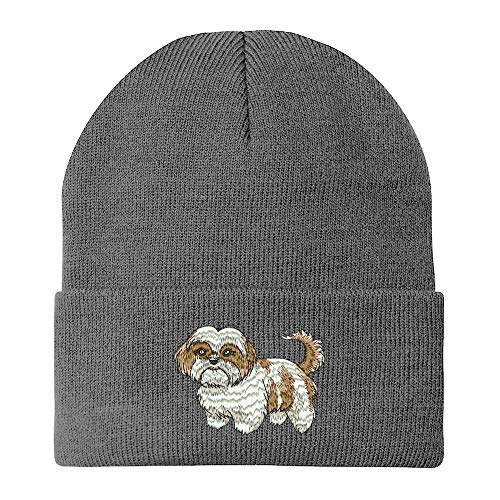 Trendy Apparel Shop Shih Tzu Embroidered Winter Long Cuff Beanie