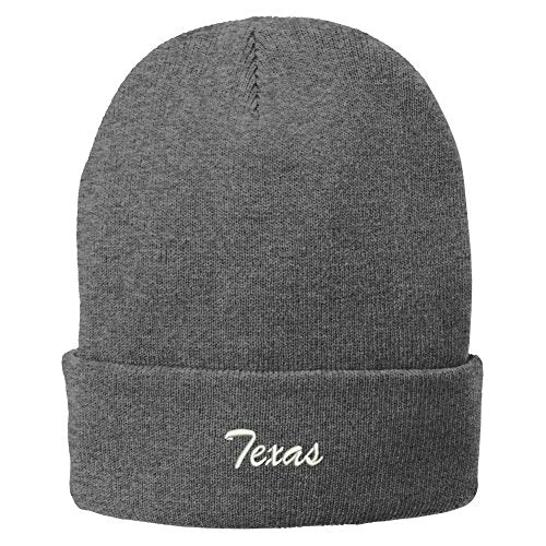 Trendy Apparel Shop Texas Embroidered Winter Folded Long Beanie