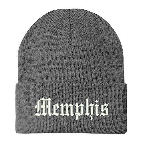 Trendy Apparel Shop Old English Font Memphis City Embroidered Winter Long Cuff Beanie