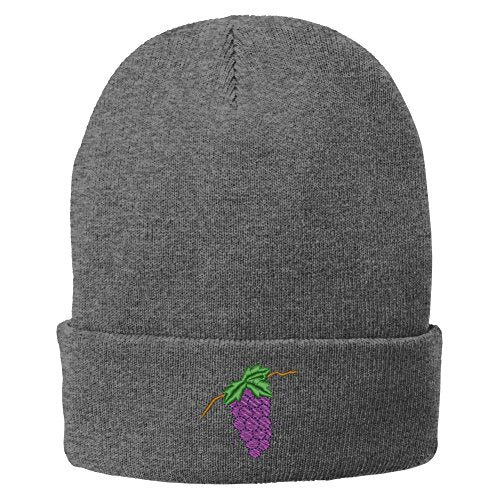 Trendy Apparel Shop Grape Embroidered Winter Knitted Long Beanie