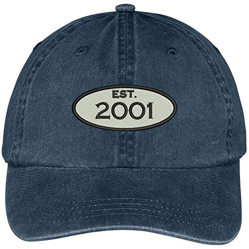 Trendy Apparel Shop Established 2002 Embroidered 18th Birthday Gift Pigment Dyed Washed Cotton Cap