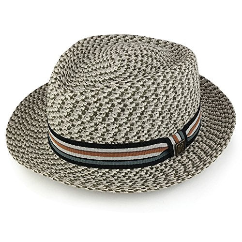 Trendy Apparel Shop Mens Fashionable Mixed Color Paper Braid Fedora with Hat Band
