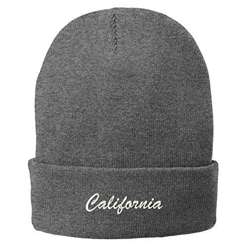 Trendy Apparel Shop California Embroidered Winter Folded Long Beanie