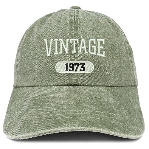 Trendy Apparel Shop Vintage 1973 Embroidered 48th Birthday Soft Crown Washed Cotton Cap