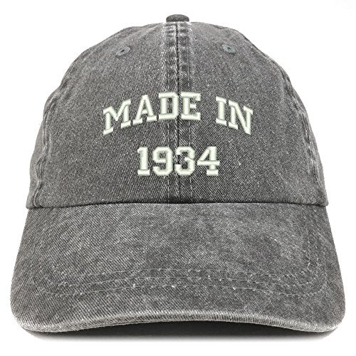 Trendy Apparel Shop Made in 1934 Text Embroidered 87th Birthday Washed Cap