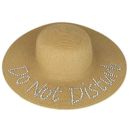 Trendy Apparel Shop Do Not Disturb Rhinestone Decorated Summer Floppy Sun Hat