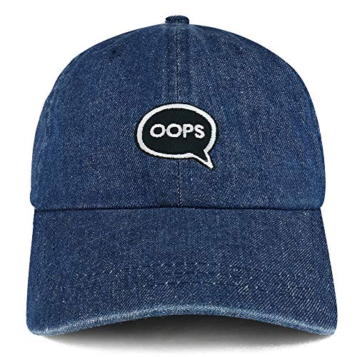 Trendy Apparel Shop Oops Patch Unstructured Denim Baseball Cap
