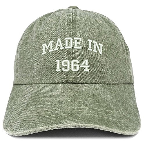 Trendy Apparel Shop Made in 1964 Text Embroidered 57th Birthday Washed Cap