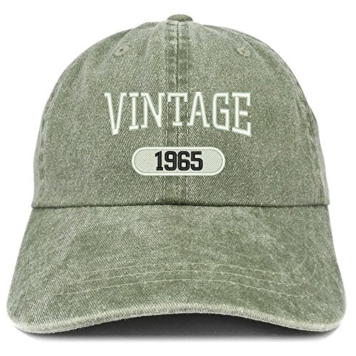Trendy Apparel Shop Vintage 1965 Embroidered 56th Birthday Soft Crown Washed Cotton Cap
