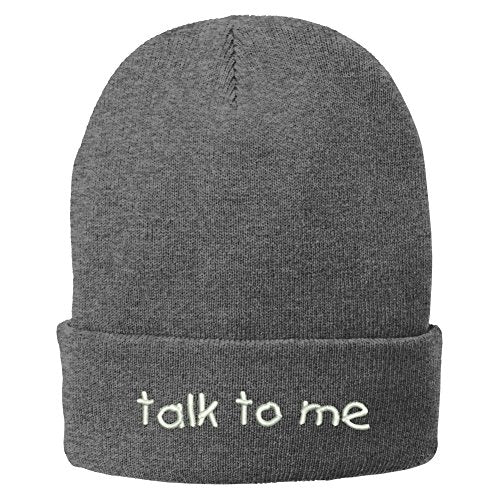 Trendy Apparel Shop Talk to Me Embroidered Winter Cuff Long Beanie