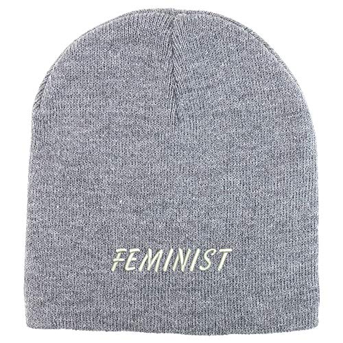 Trendy Apparel Shop Feminist Embroidered Acrylic Winter Knit Skull Short Beanie