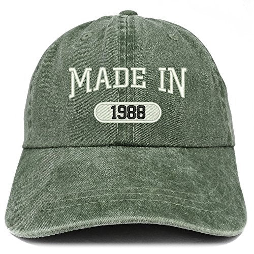 Trendy Apparel Shop Made in 1988 Embroidered 33rd Birthday Washed Baseball Cap