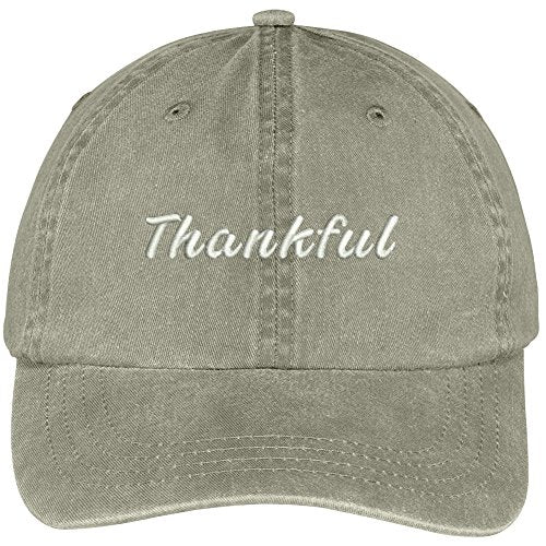 Trendy Apparel Shop Thankful Embroidered Washed Cotton Adjustable Cap