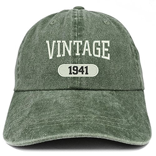 Trendy Apparel Shop Vintage 1941 Embroidered 80th Birthday Soft Crown Washed Cotton Cap