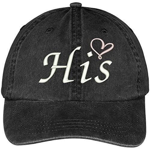Trendy Apparel Shop His with Heart Embroidered Washed Cotton Adjustable Baseball Cap
