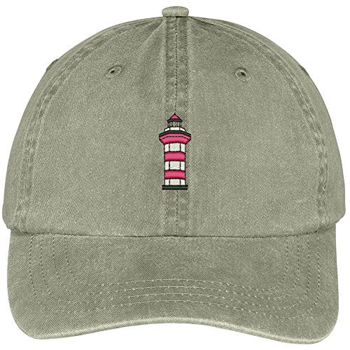 Trendy Apparel Shop Light House Embroidered Washed Soft Cotton Adjustable Baseball Cap