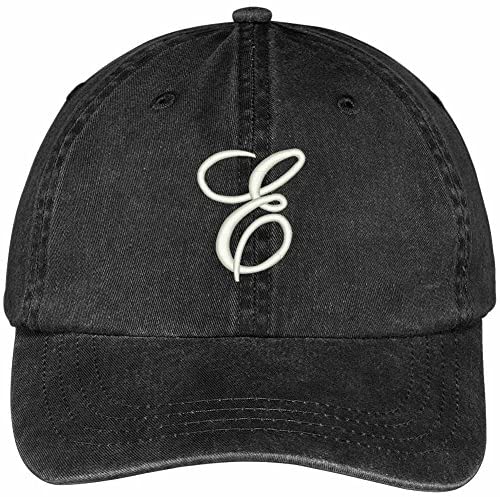 Trendy Apparel Shop Letter E Script Monogram Font Embroidered Washed C