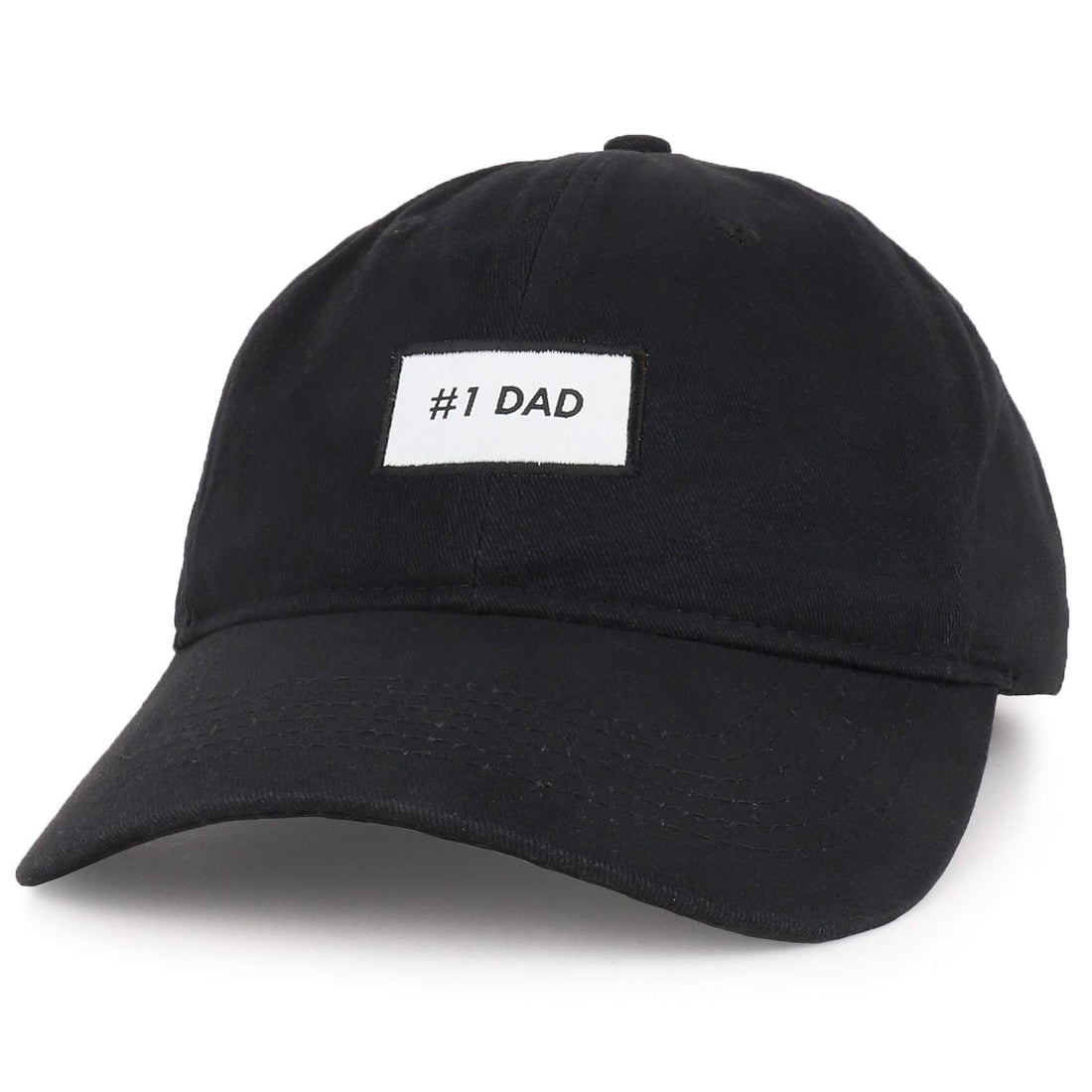 Trendy Apparel Shop Number 1 Dad Woven Patch Embroidered Cotton Dad Hat- Black