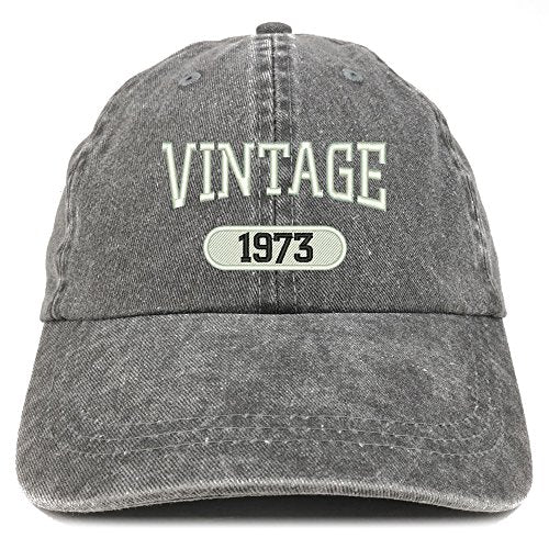 Trendy Apparel Shop Vintage 1973 Embroidered 48th Birthday Soft Crown Washed Cotton Cap